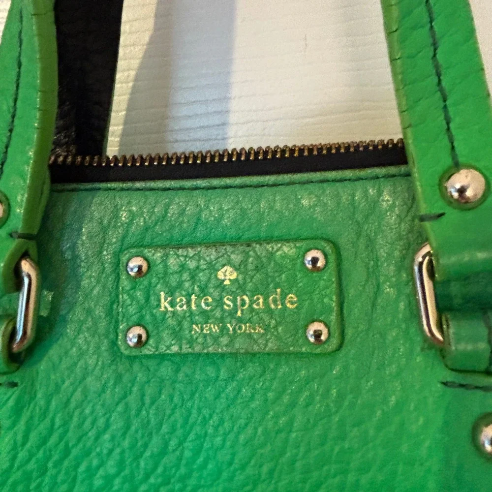 Kate Spade Green Black Colorblock Pebbled Leather‎ Dome Satchel Handbag